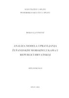 Analiza modela upravljanja županijskim morskim lukama u Republici Hrvatskoj