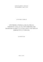 Upotreba indeksa ekološkog vrednovanja za kategoriziranje morskih područja sukladno okvirnoj direktivi o vodama