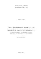 UTJECAJ DEPRESIJE, REFRAKCIJE I PARALAKSE NA GREŠKU STAJNICE U ASTRONOMSKOJ NAVIGACIJI