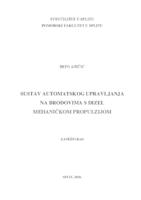 Sustav automatskog upravljanja na brodovima s dizel mehaničkom propulzijom