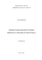 prikaz prve stranice dokumenta Inspekcijski nadzor stranih brodova u Republici Hrvatskoj