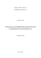 prikaz prve stranice dokumenta Prometna strategija Republike Hrvatske u kontekstu autoceste A1